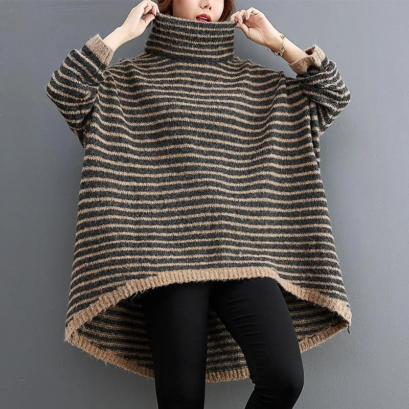 Leisure Loose Kitting Striped Hoodies Sweaters