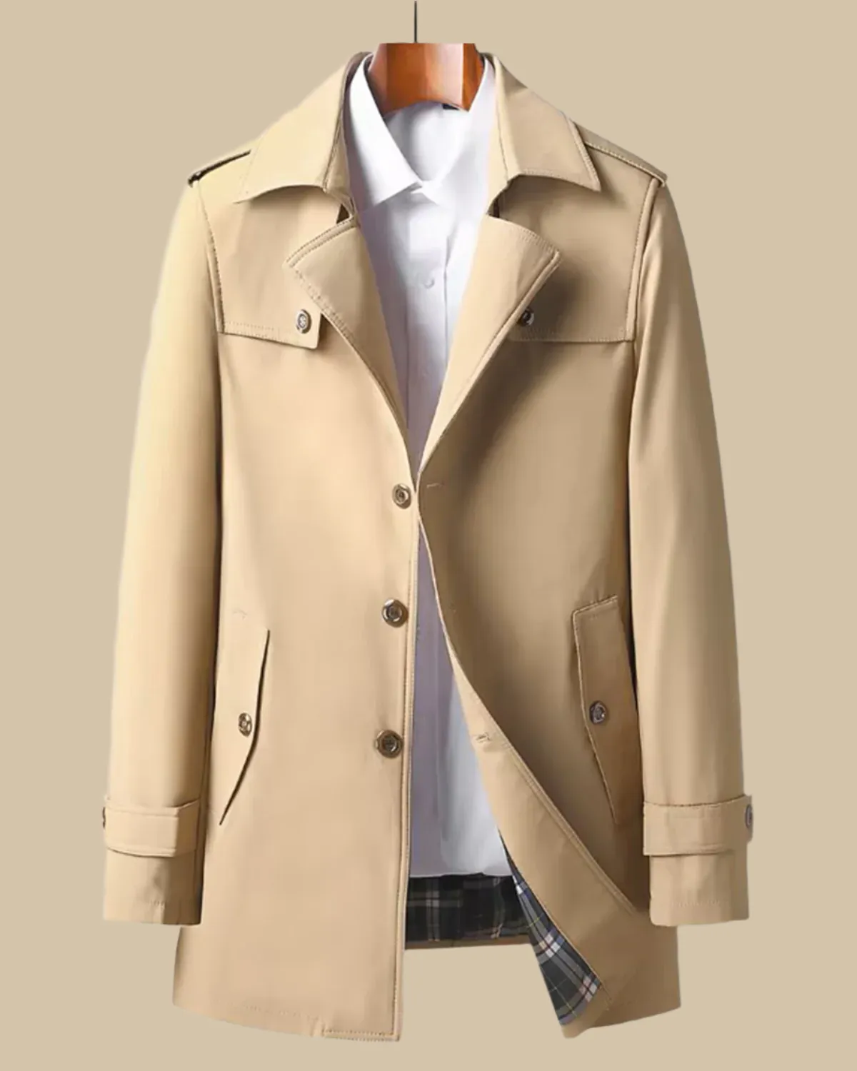 Men Classic Short Trench Coat