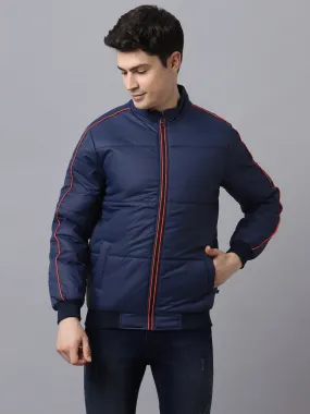 Men's Dark Blue Full Sleeve Zippered Puffer Jacket