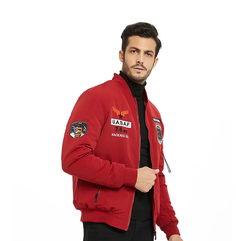 Men's Jackets-Windproof Bomber Jacket Full Zip Winter Warm Padded Coats Outwear | 5501