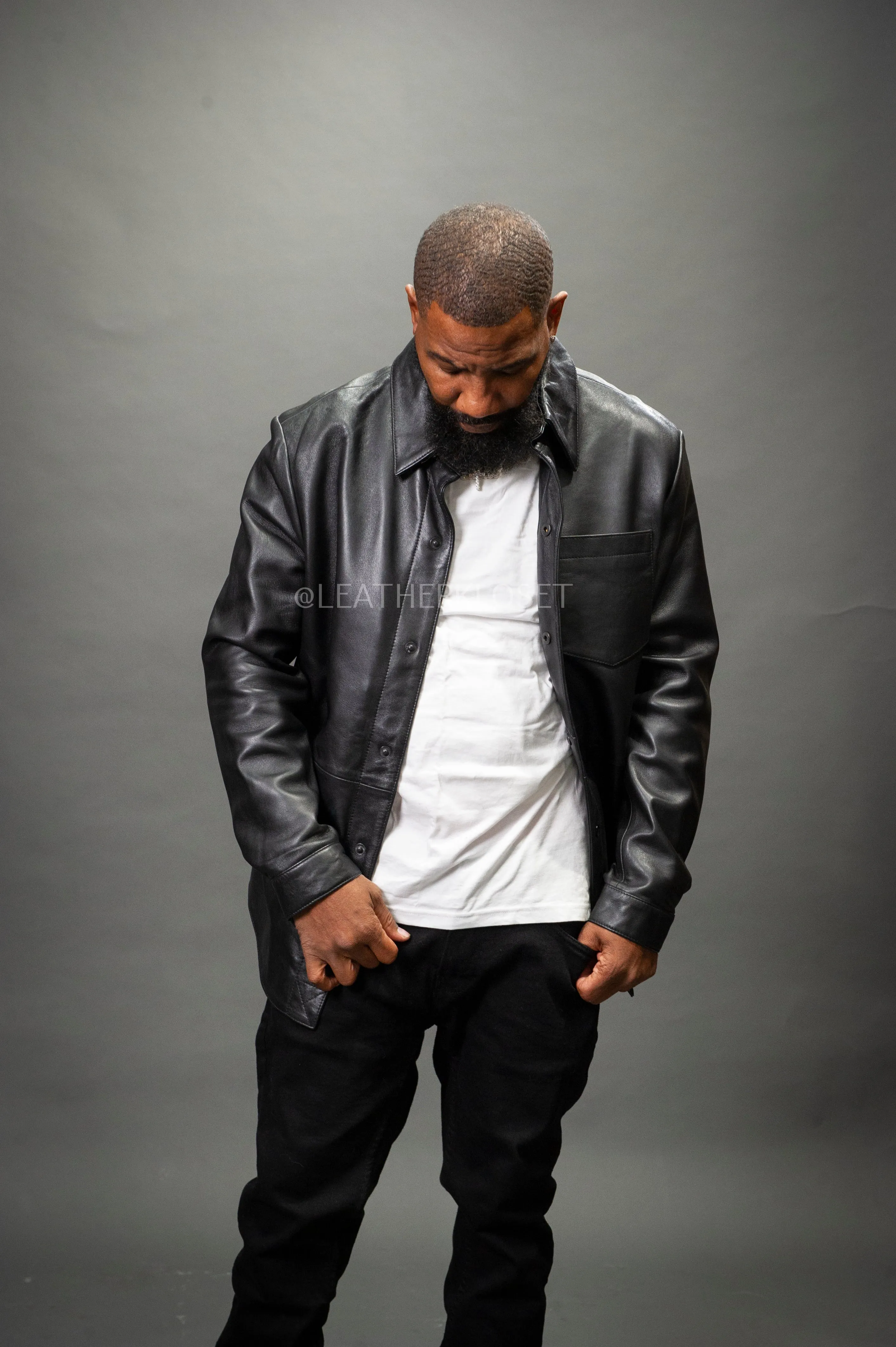 Men's Luka Leather Shirt [Black]