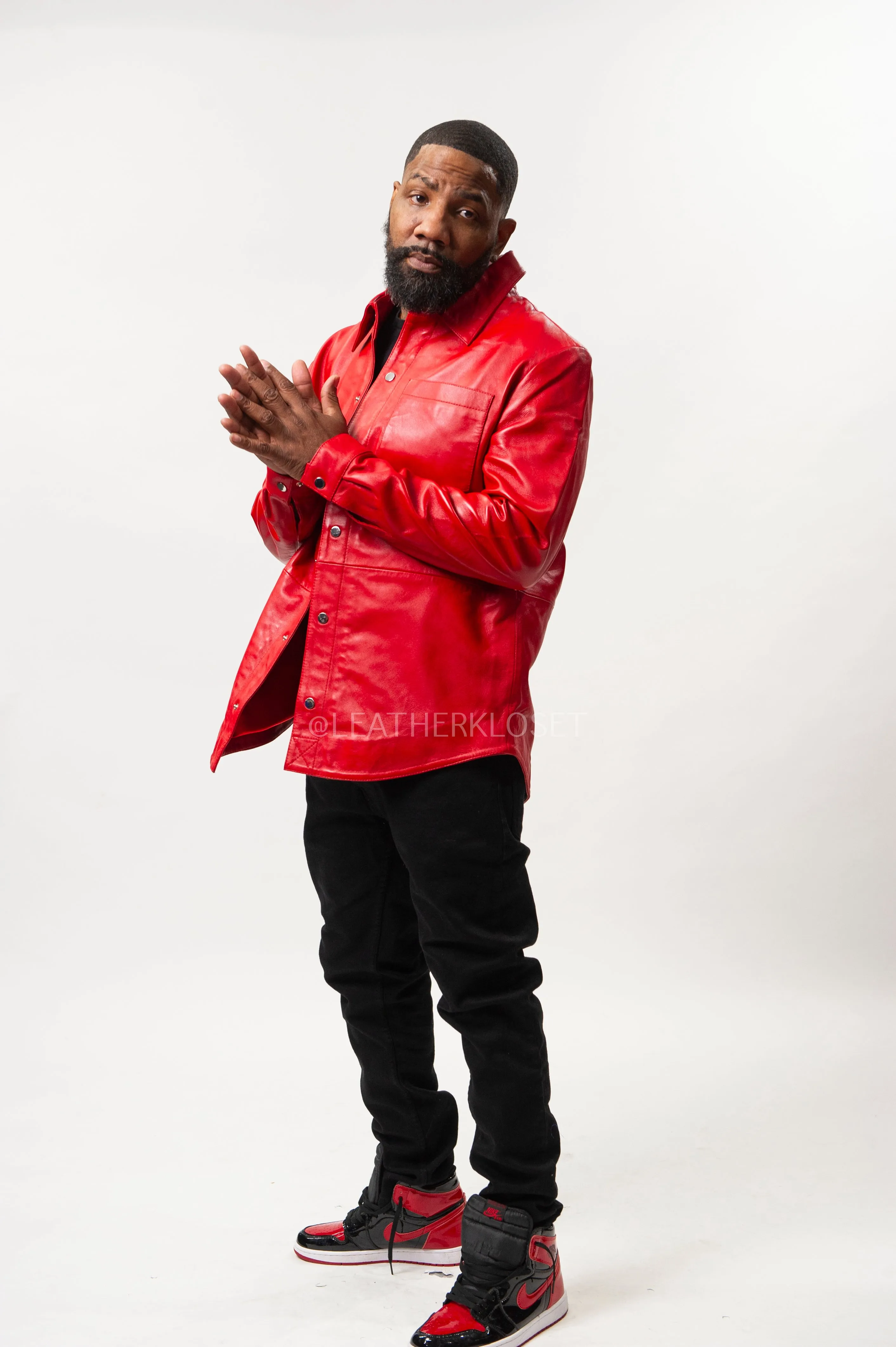 Men's Luka Leather Shirt [Red]