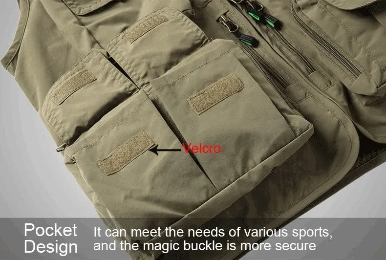 Men's Multi Pockets Cargo Waistcoat Fishing Jumper For Climbing Camping Hiking Summer Vest Top