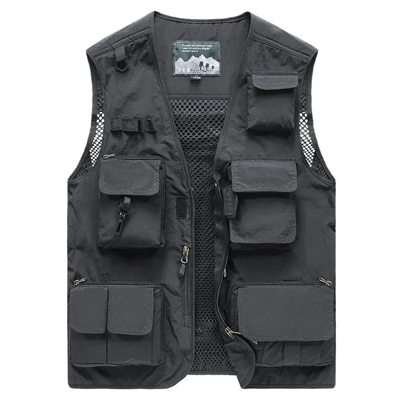 Men's Multi Pockets Cargo Waistcoat Fishing Jumper For Climbing Camping Hiking Summer Vest Top