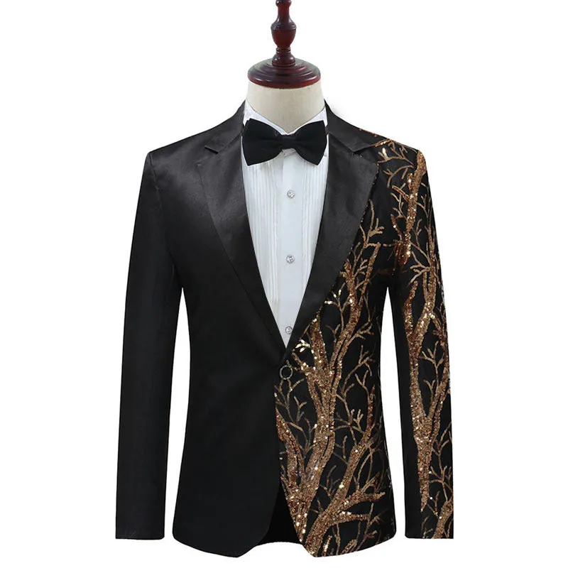 Mens Party Suit Jacket 1 Button Sequin Prom Tux Slim Fit Coat | A101