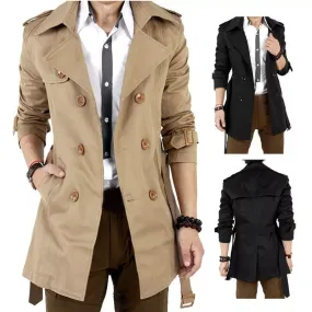 Men's Winter Slim Double Breasted Trench Coat Long Jacket Overcoat Outwear | 1002