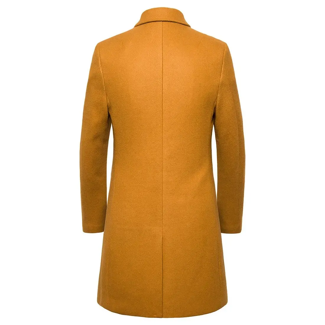 Men's Wool Trench Coat Turn Down Collar Long Wool & Blends Woolen Jacket Coat | JJ-YF601