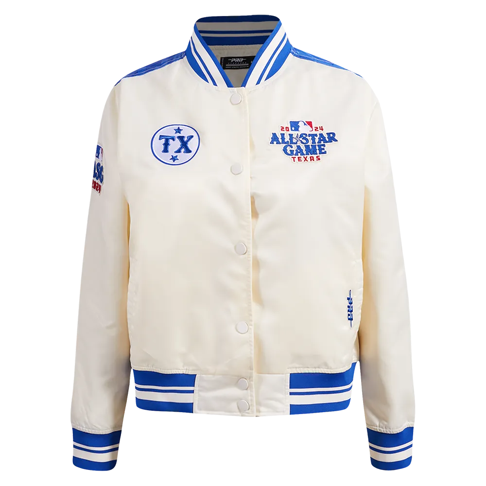 MLB ALL STAR 2024 WOMEN'S RIB SUBLIMATED SATIN JACKET (EGGSHELL/ ROYAL BLUE)