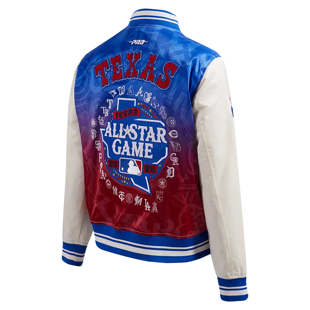 MLB ALL STAR 2024 WOMEN'S RIB SUBLIMATED SATIN JACKET (EGGSHELL/ ROYAL BLUE)