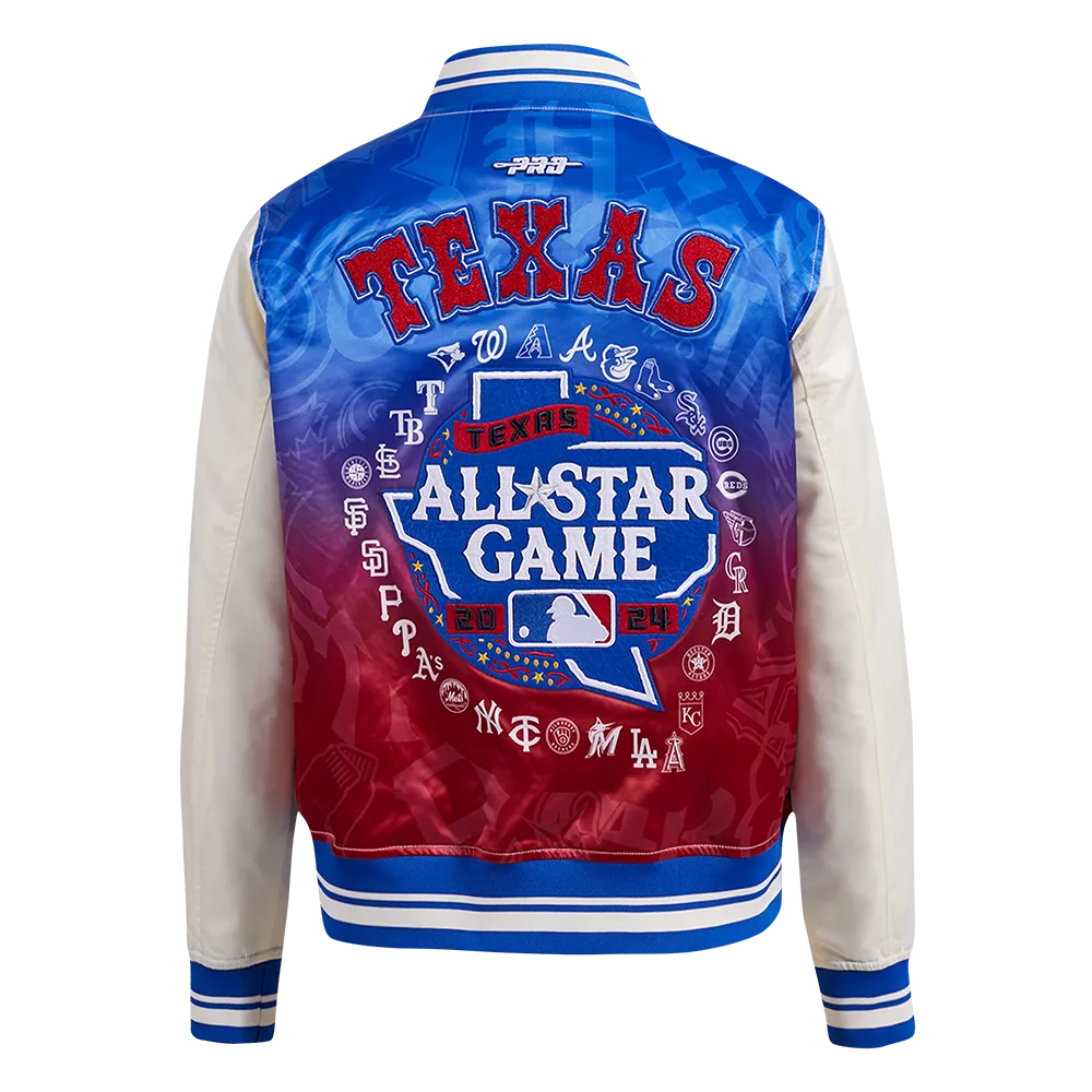 MLB ALL STAR 2024 WOMEN'S RIB SUBLIMATED SATIN JACKET (EGGSHELL/ ROYAL BLUE)