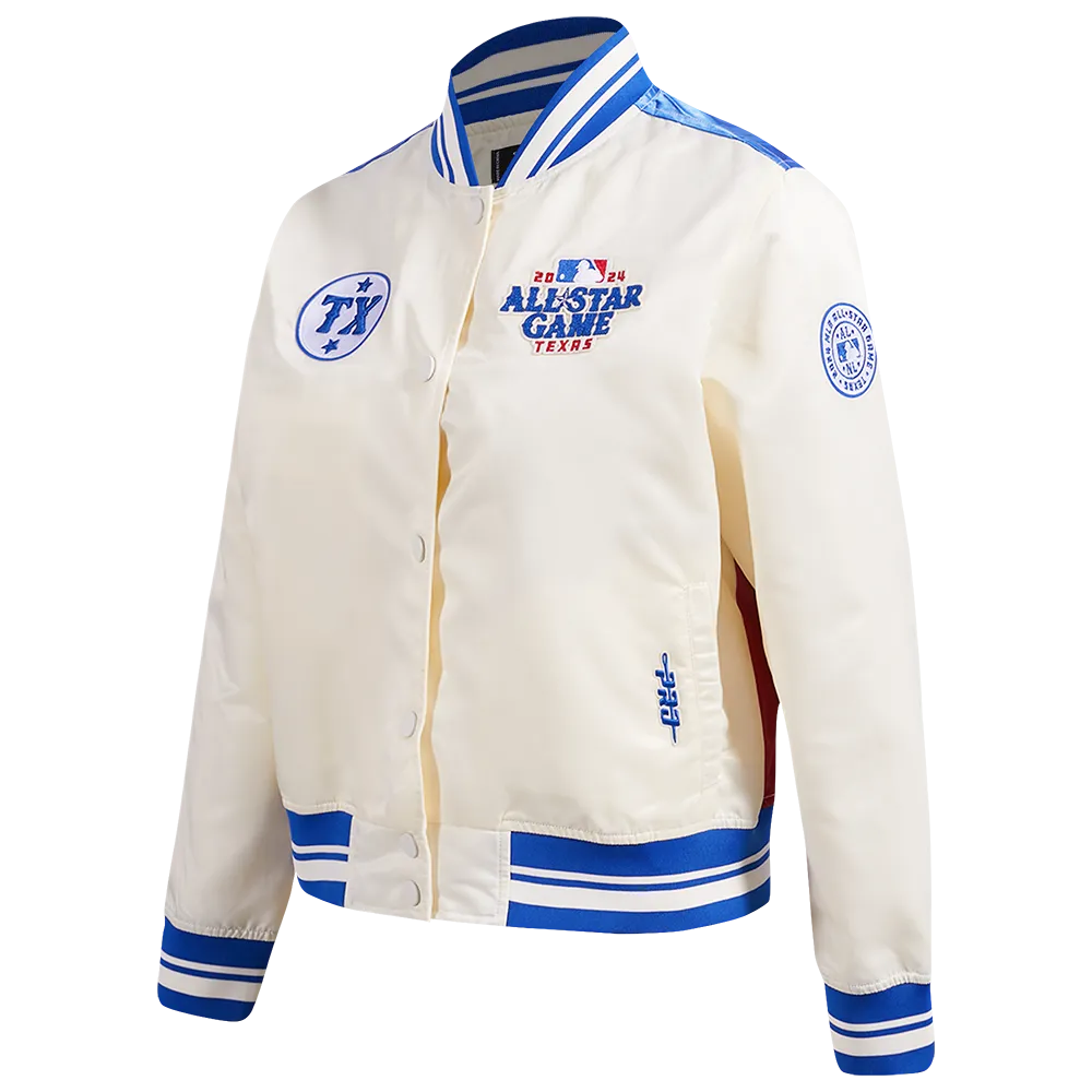 MLB ALL STAR 2024 WOMEN'S RIB SUBLIMATED SATIN JACKET (EGGSHELL/ ROYAL BLUE)