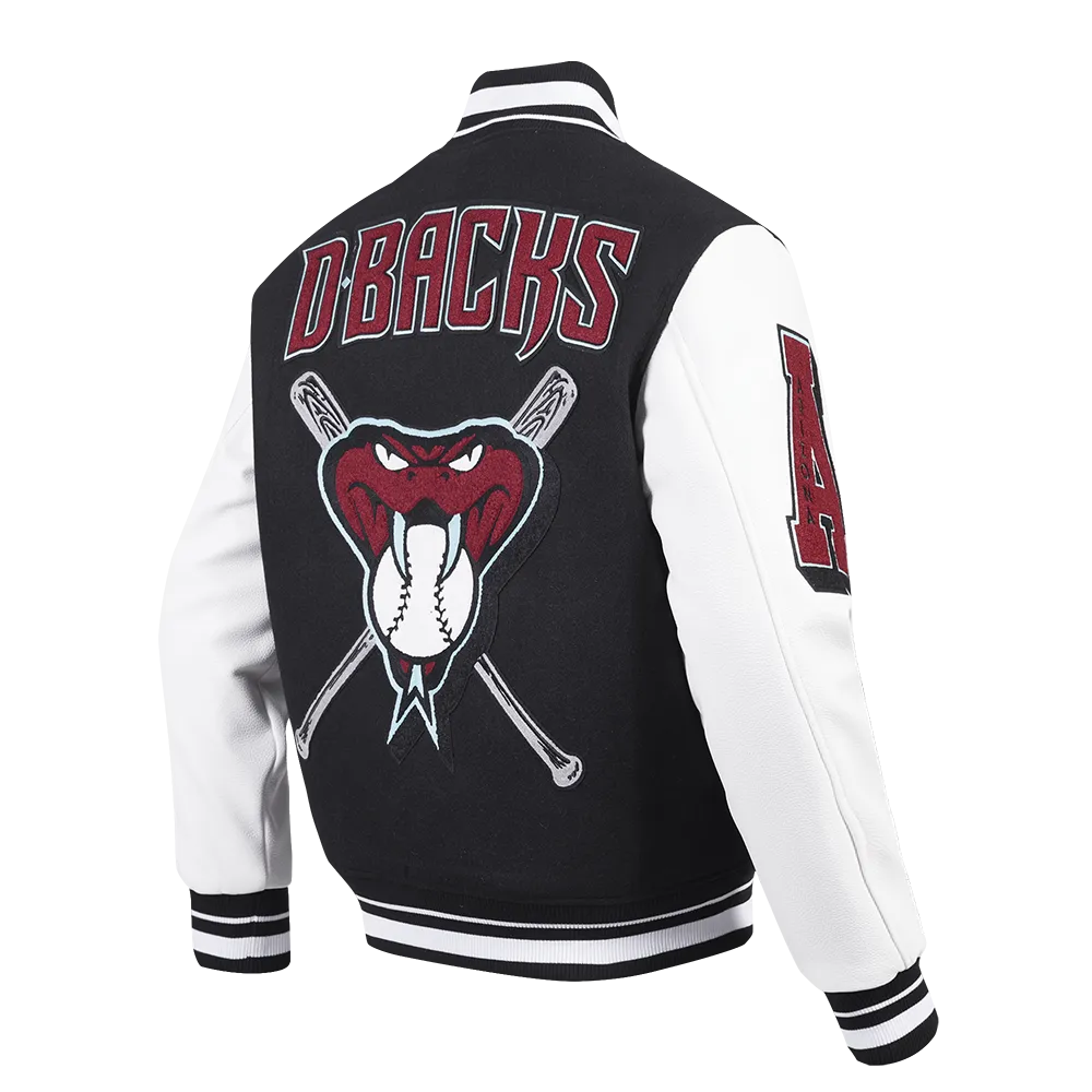 MLB ARIZONA DIAMONDBACKS MASHUP MEN'S RIB WOOL VARSITY JACKET (BLACK/WHITE)