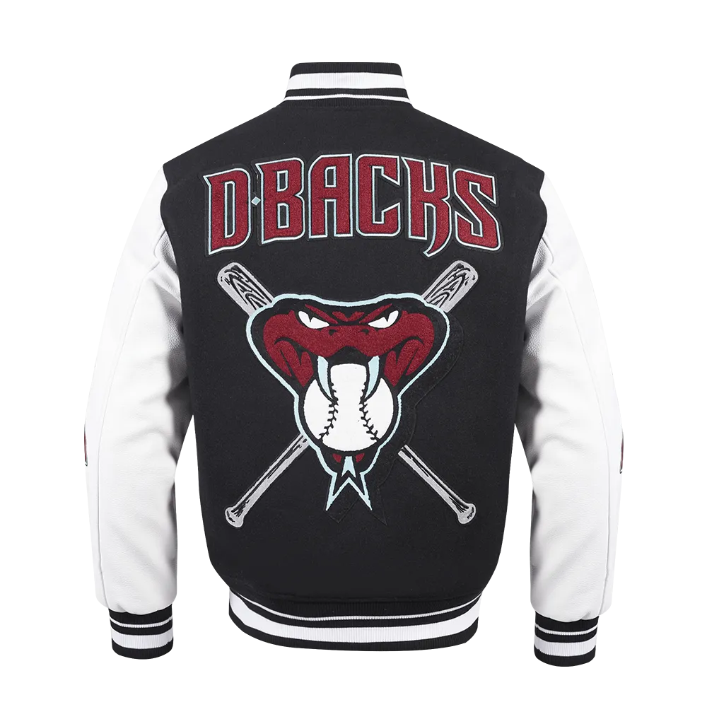 MLB ARIZONA DIAMONDBACKS MASHUP MEN'S RIB WOOL VARSITY JACKET (BLACK/WHITE)