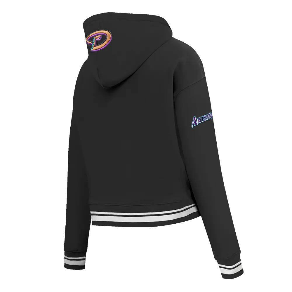 MLB ARIZONA DIAMONDBACKS RETRO CLASSIC WOMEN'S RIB CROPPED PO HOODIE (BLACK)