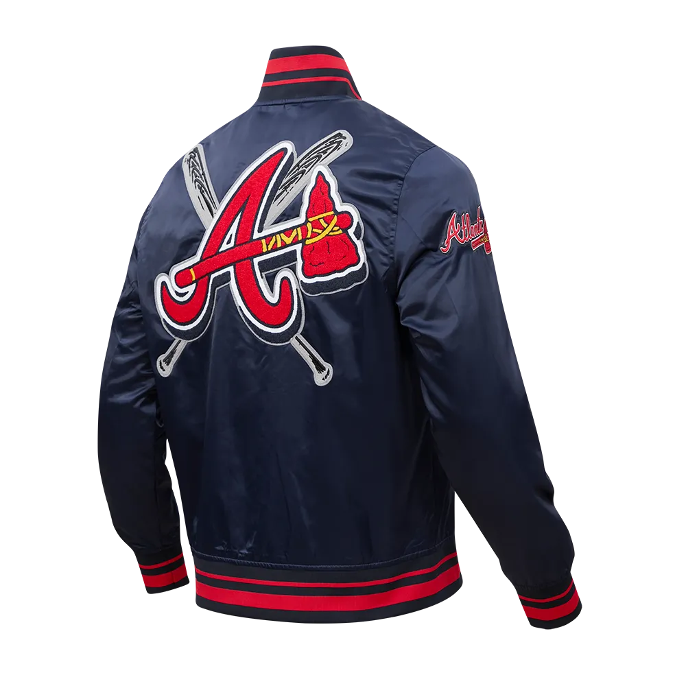 MLB ATLANTA BRAVES MASHUP MEN'S RIB SATIN JACKET (MIDNIGHT NAVY/RED/MIDNIGHT NAVY)