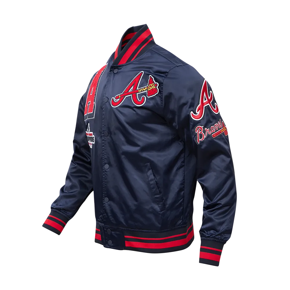 MLB ATLANTA BRAVES MASHUP MEN'S RIB SATIN JACKET (MIDNIGHT NAVY/RED/MIDNIGHT NAVY)