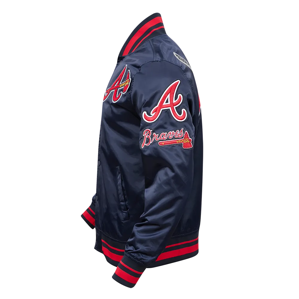 MLB ATLANTA BRAVES MASHUP MEN'S RIB SATIN JACKET (MIDNIGHT NAVY/RED/MIDNIGHT NAVY)