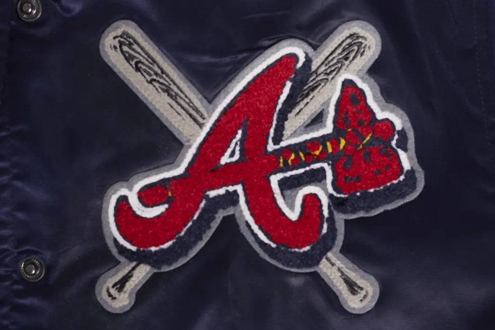 MLB ATLANTA BRAVES MASHUP WOMEN'S RIB SATIN JACKET (MIDNIGHT NAVY/RED/MIDNIGHT NAVY)