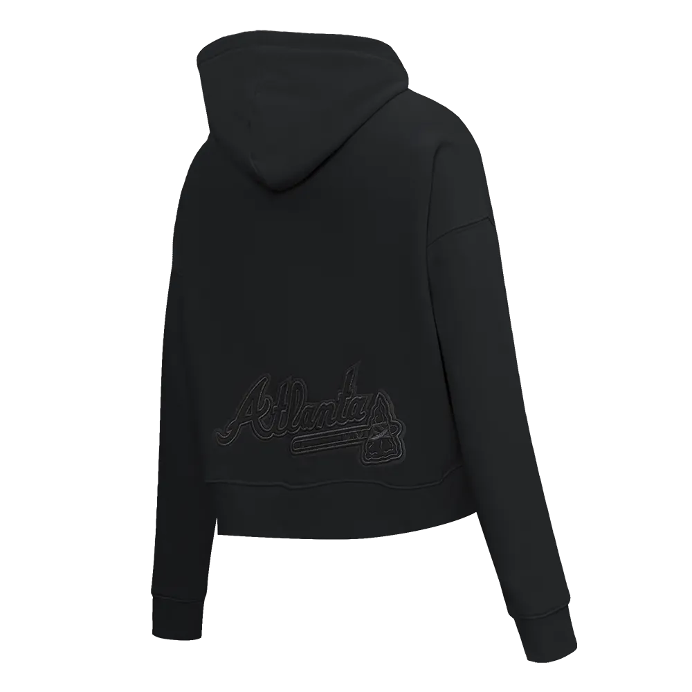 MLB ATLANTA BRAVES NEUTRAL WOMEN'S CROPPED PO HOODIE (BLACK)