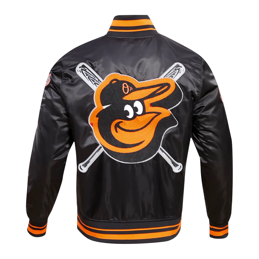 MLB BALTIMORE ORIOLES MASHUP MEN'S RIB SATIN JACKET (BLACK)