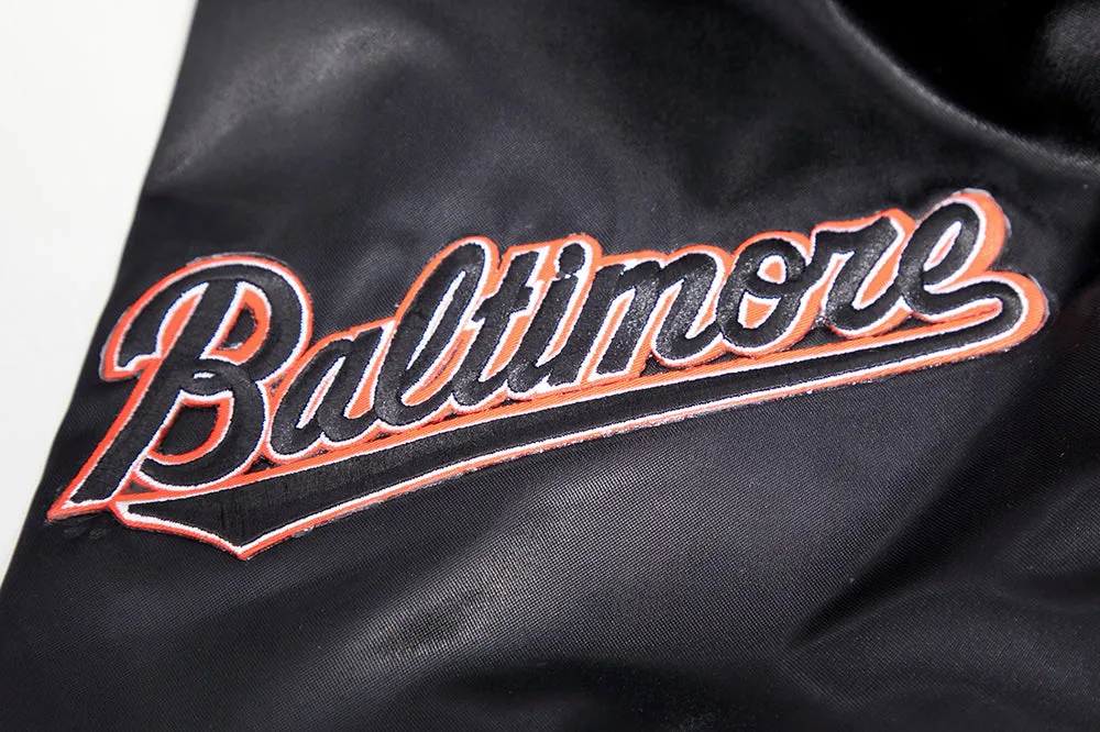 MLB BALTIMORE ORIOLES MASHUP MEN'S RIB SATIN JACKET (BLACK)