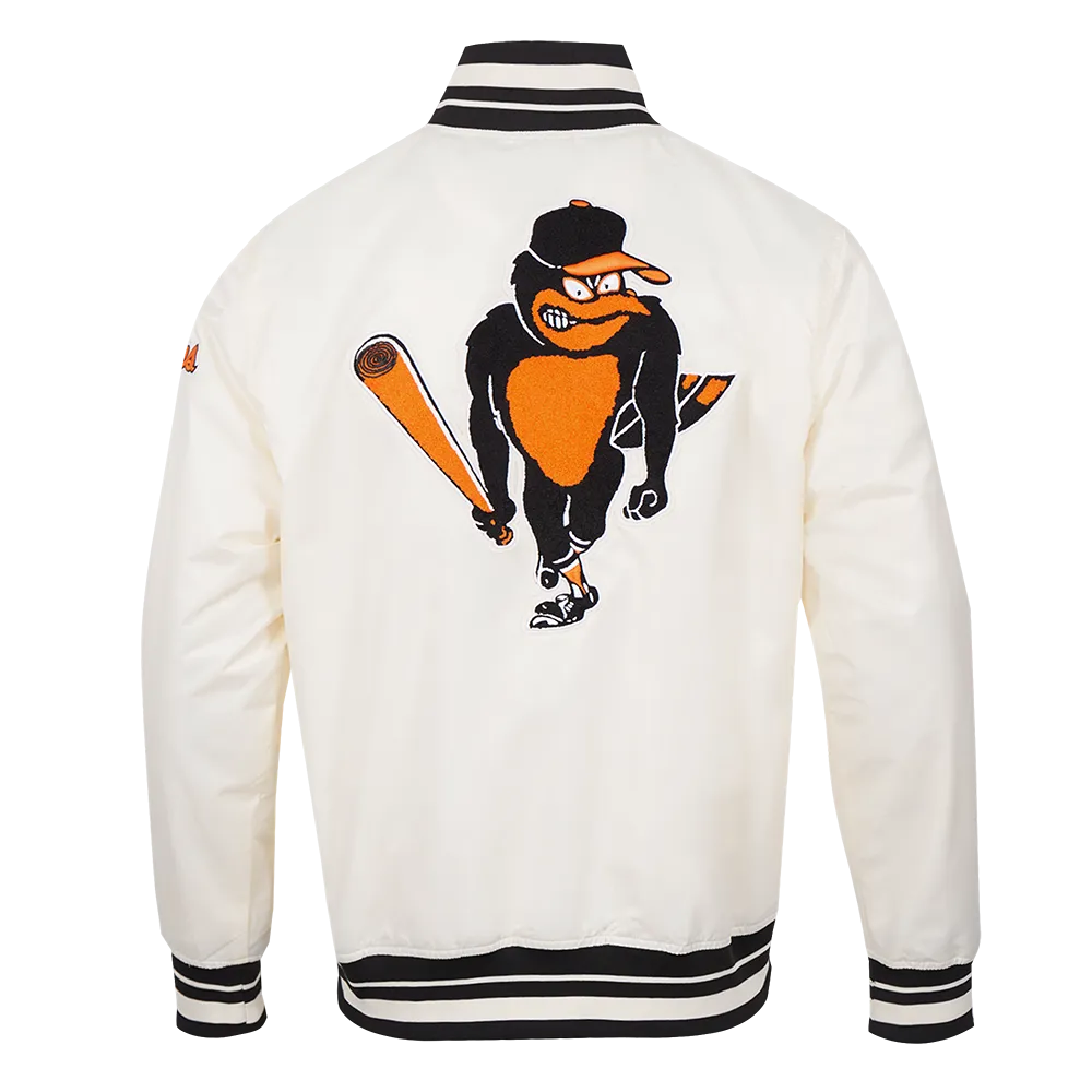 MLB BALTIMORE ORIOLES RETRO CLASSIC MEN'S RIB SATIN JACKET (EGGSHELL/ BLACK)