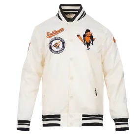 MLB BALTIMORE ORIOLES RETRO CLASSIC MEN'S RIB SATIN JACKET (EGGSHELL/ BLACK)