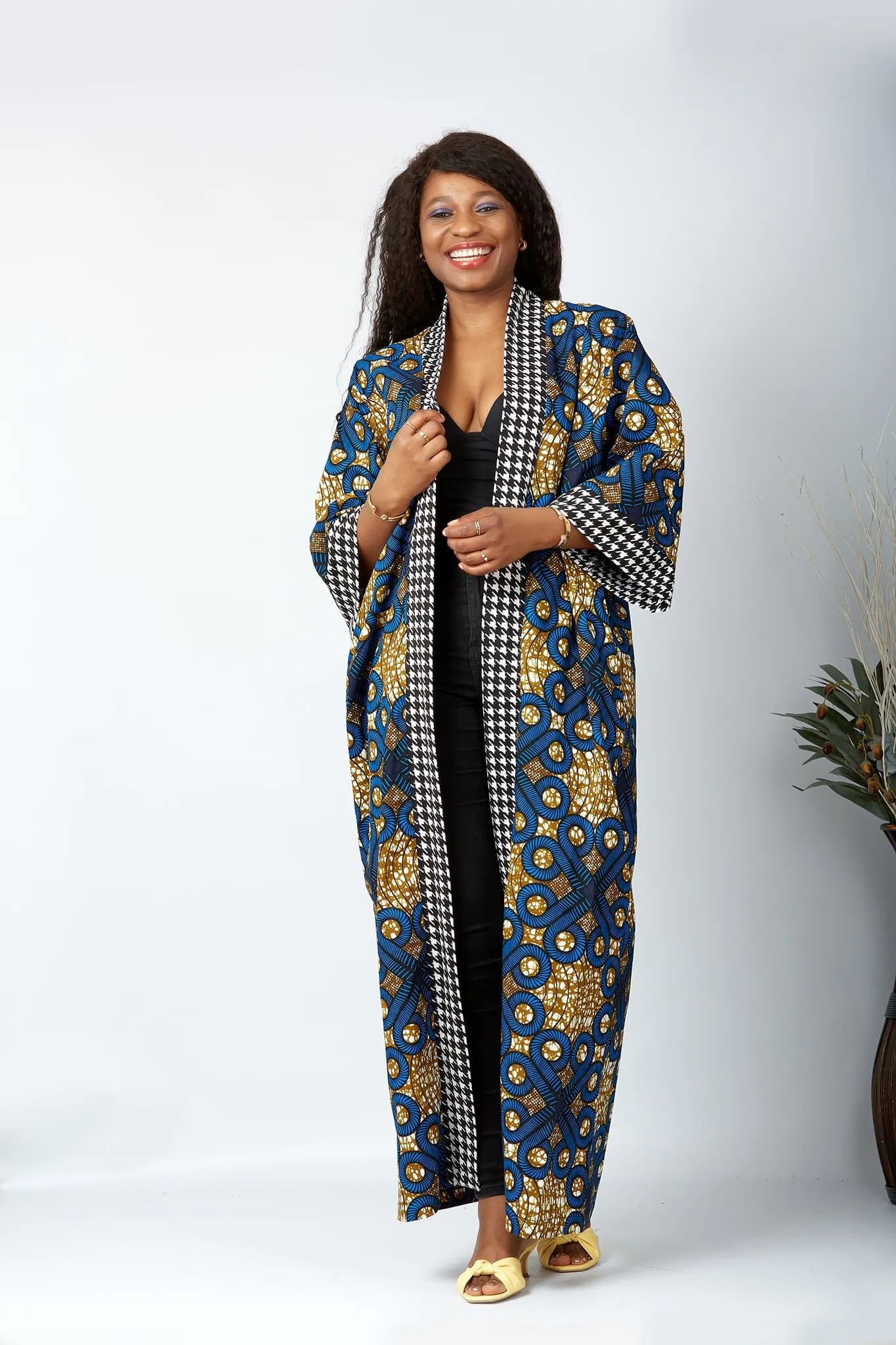 New in African Print Long Kimono Jacket - Delaware