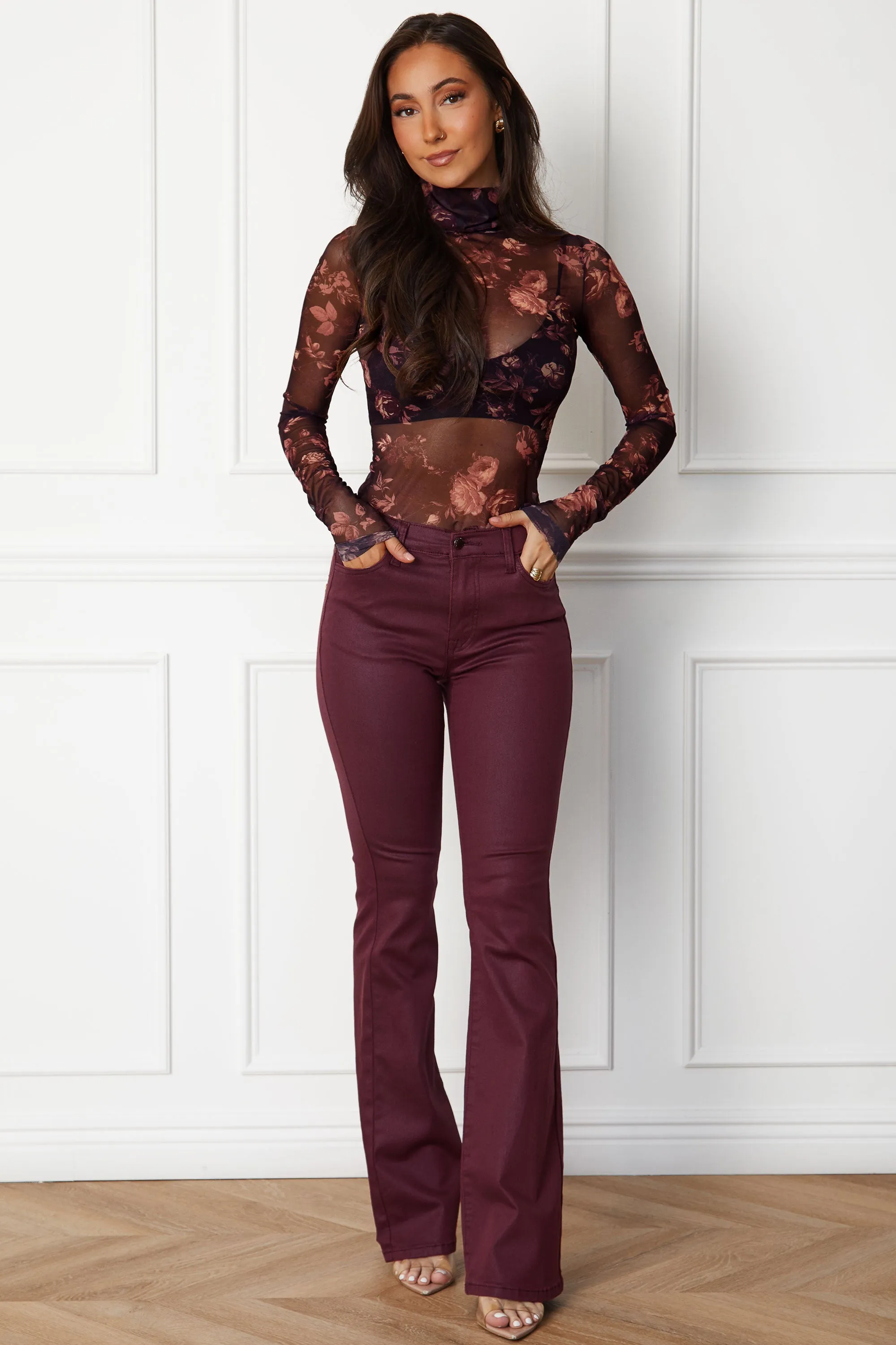 Ophelia Brown Floral Mesh Top