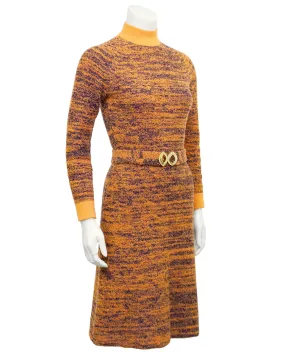 Orange and Navy Marled Knit Dress