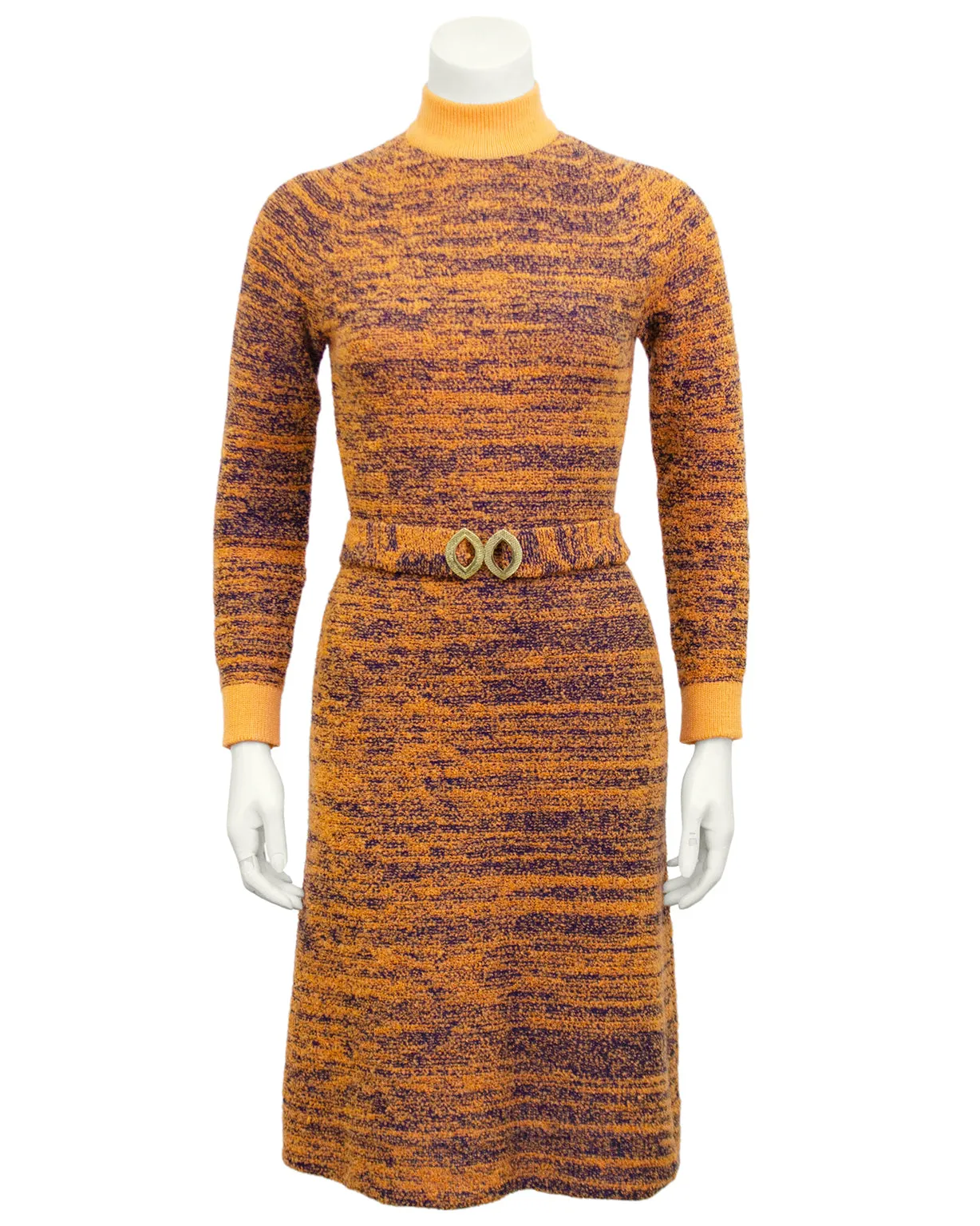 Orange and Navy Marled Knit Dress