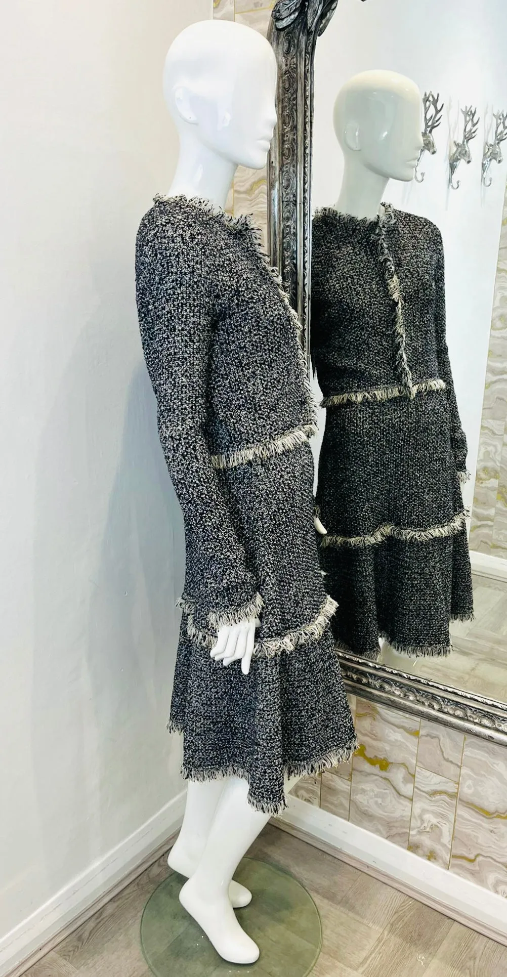 Oscar De La Renta Wool Dress & Jacket Two-Piece Set. Size S/M