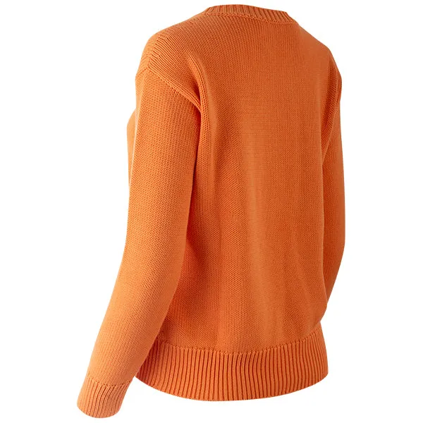 Oversized Round Neck Pullover in Arancia