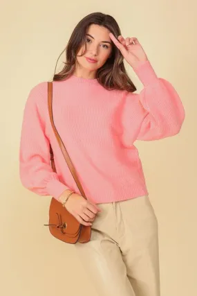 Pink Balloon Sleeve Sweater