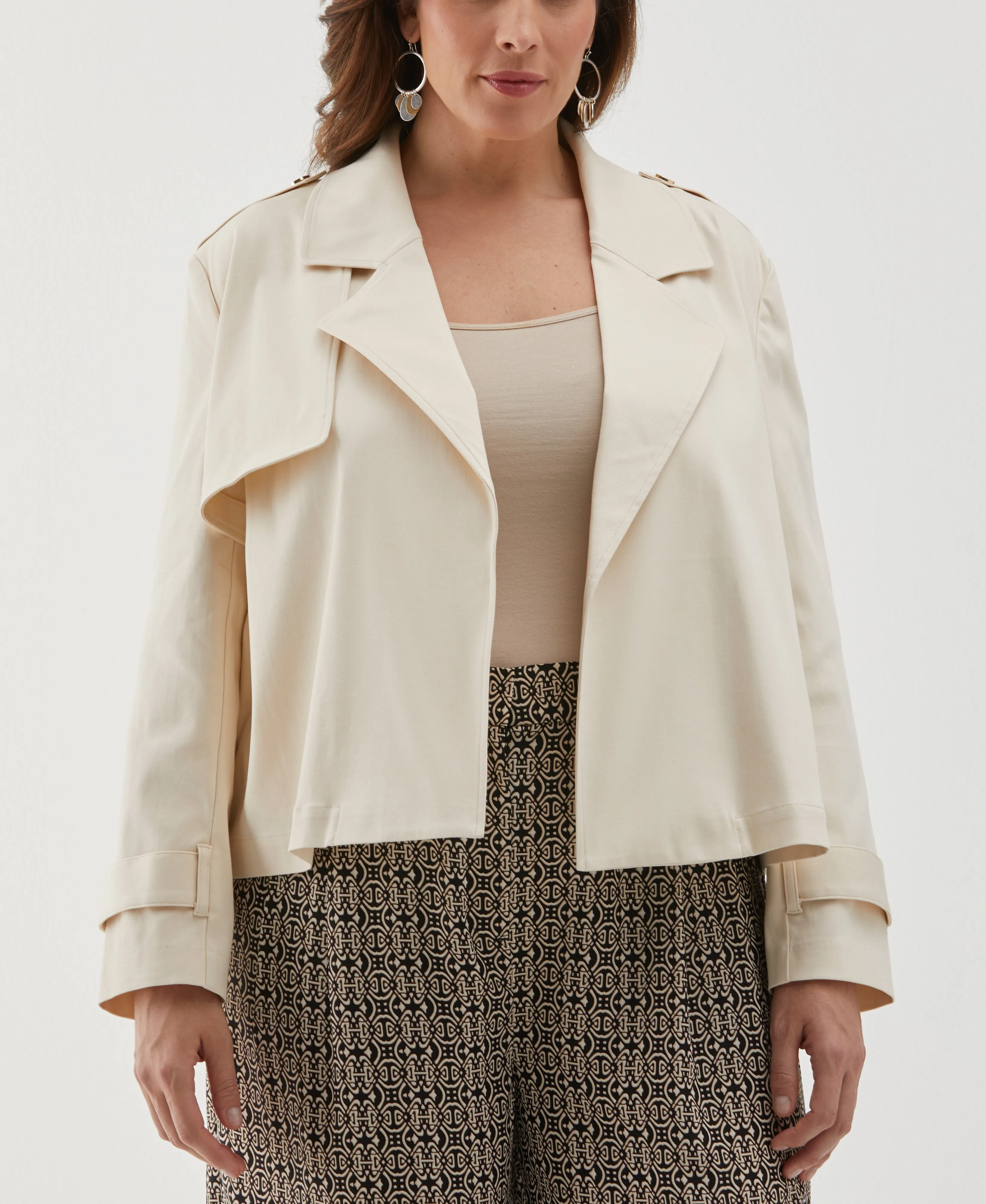 Plus Size Crop Trench Jacket