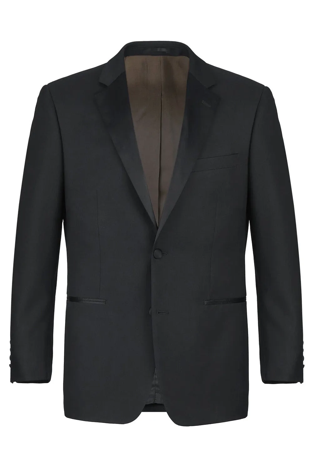 "Claude" Black 2-Button Notch Wool Tuxedo (2-Piece Set)