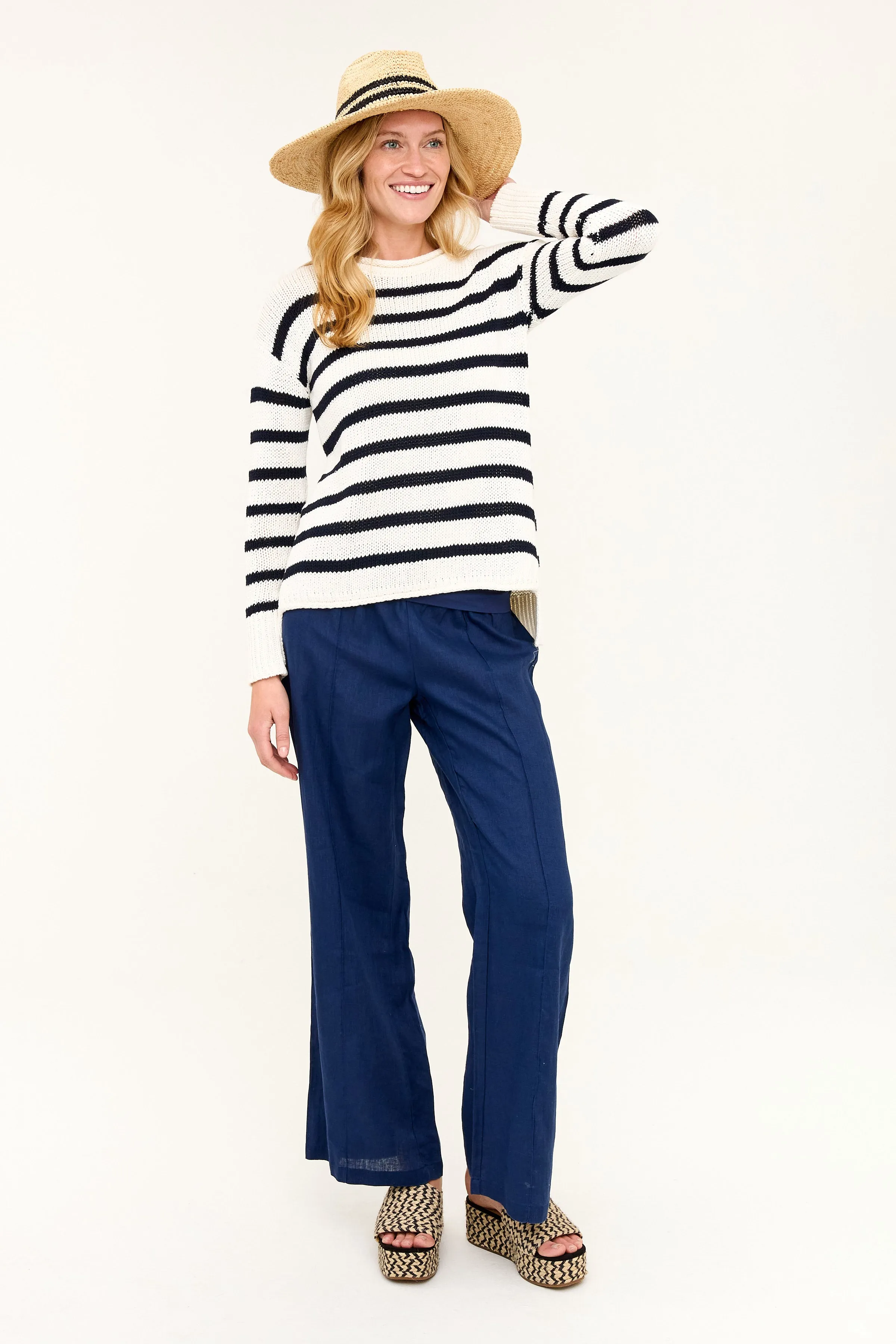 Relaxed Crew Sweater - Night Sky Stripe