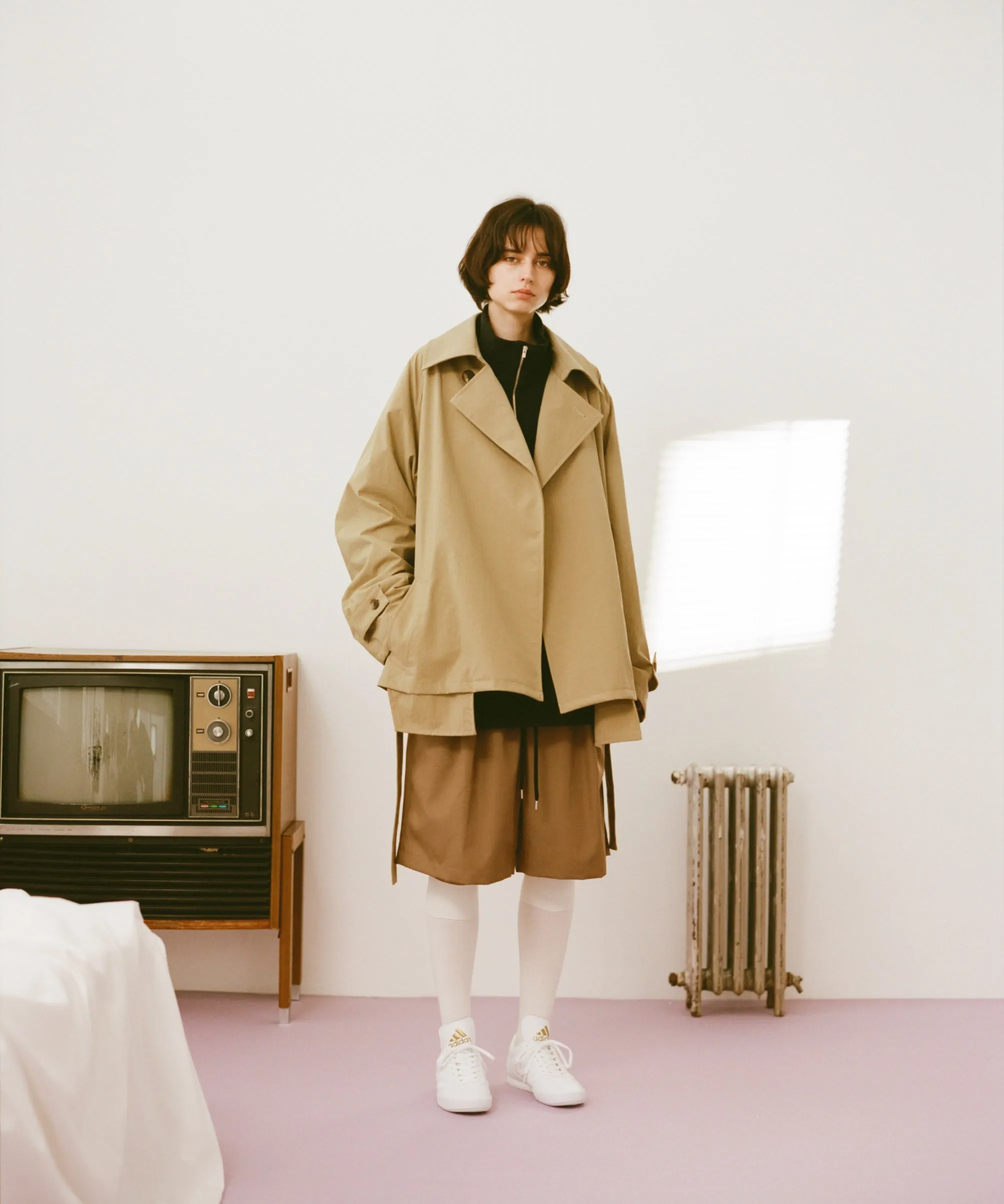 Short Trench Coat "DULL BEIGE"