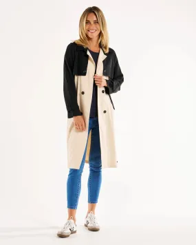 Splice Trench Coat - Black/Ivory