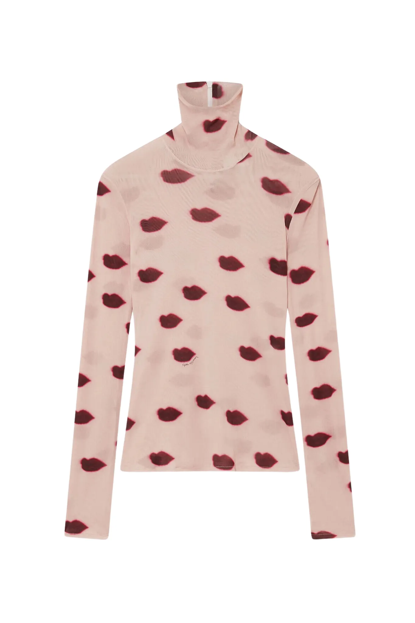 Stella McCartney Lips Mesh Print High Neck Top