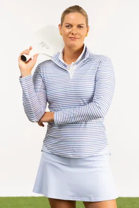 The Ava 1/4 Zip - Chambray Stripe