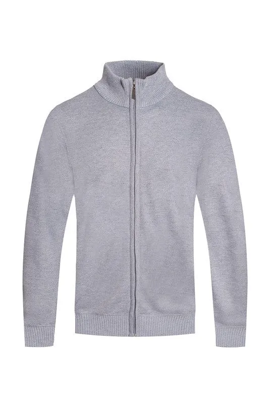 Weiv Mens Solid Full Zip Sweater