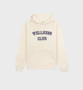 Wellness Club Flocked Hoodie - Cream/Navy