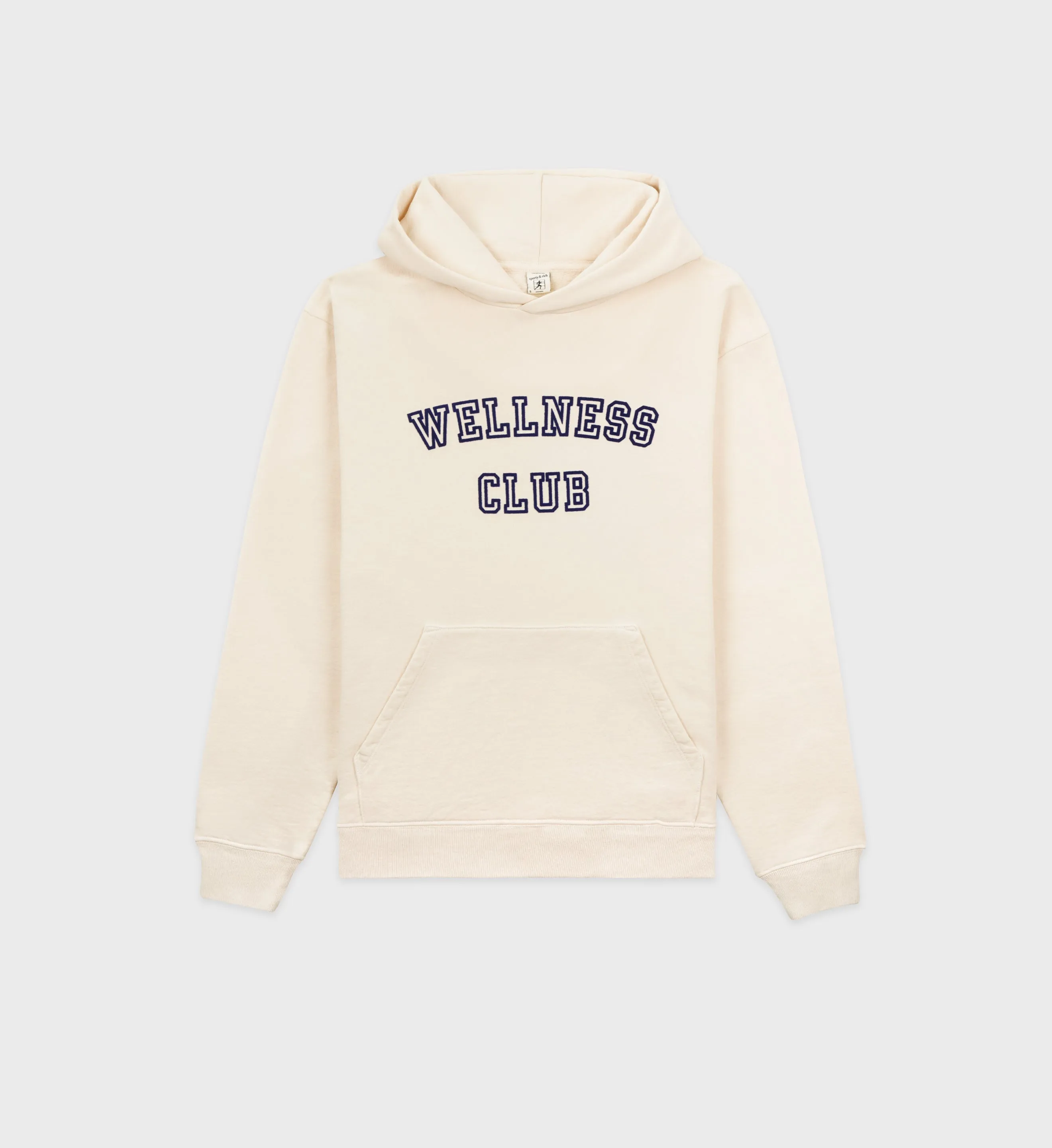 Wellness Club Flocked Hoodie - Cream/Navy