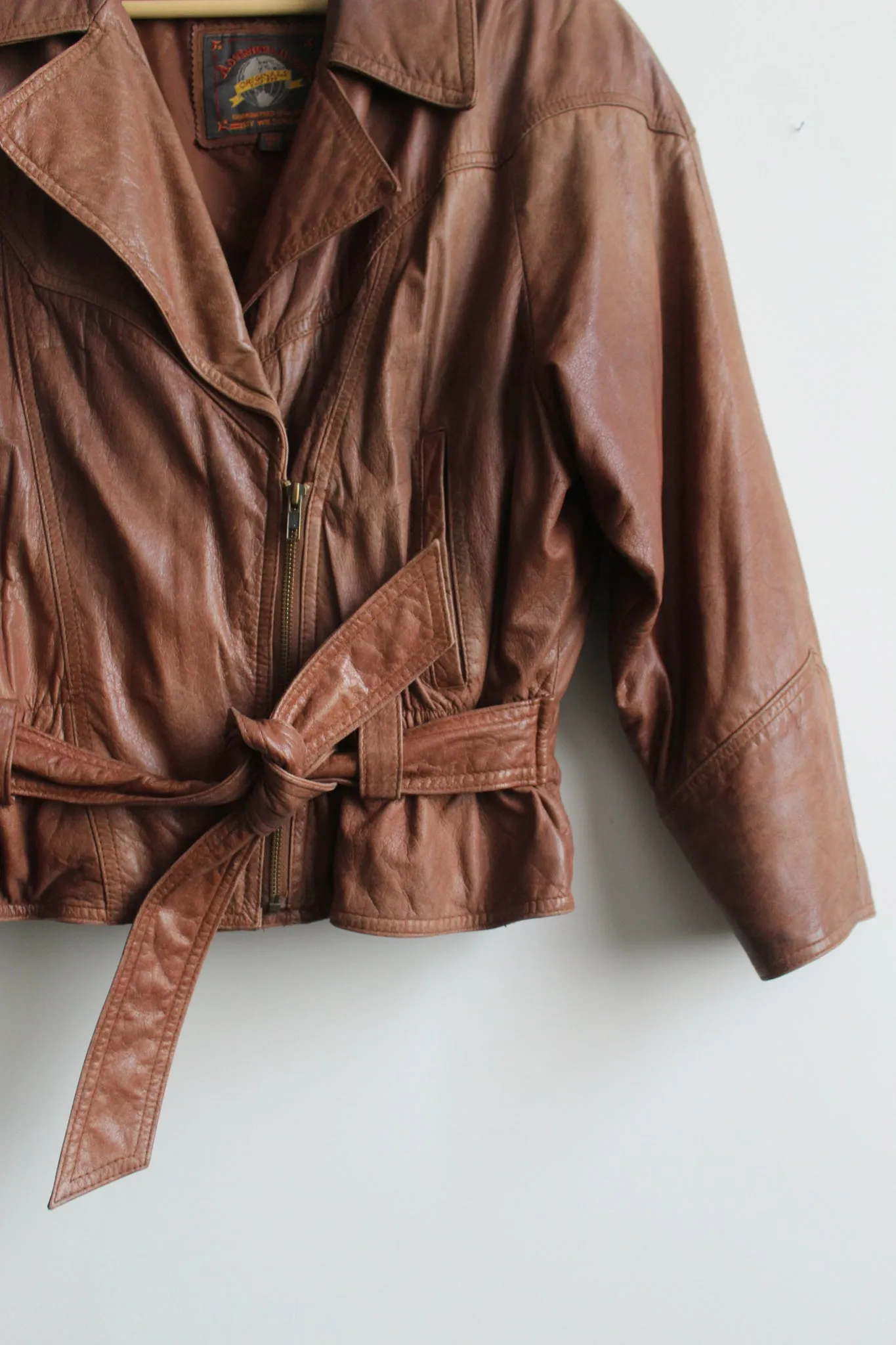 whiskey brown leather bomber