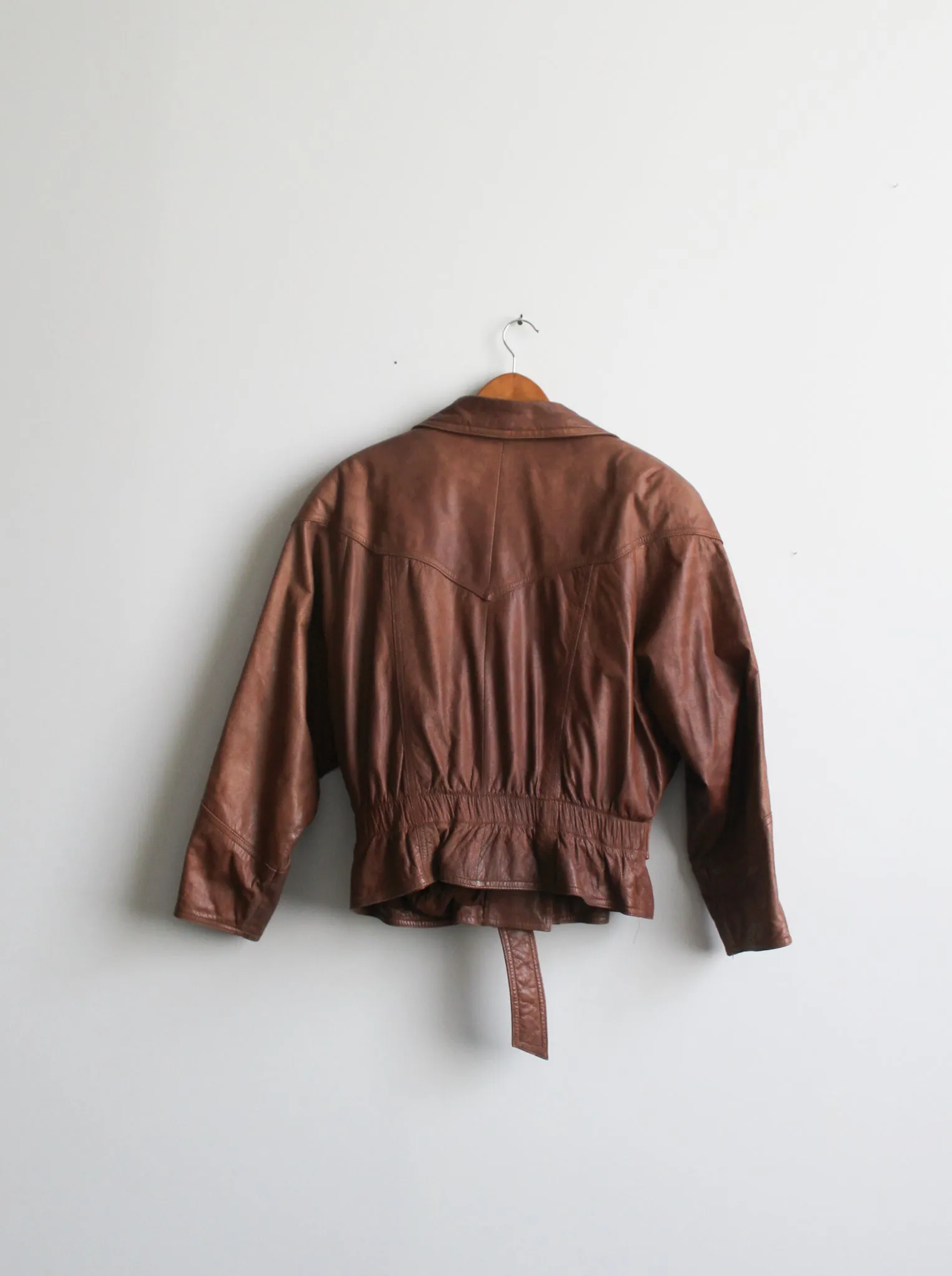 whiskey brown leather bomber