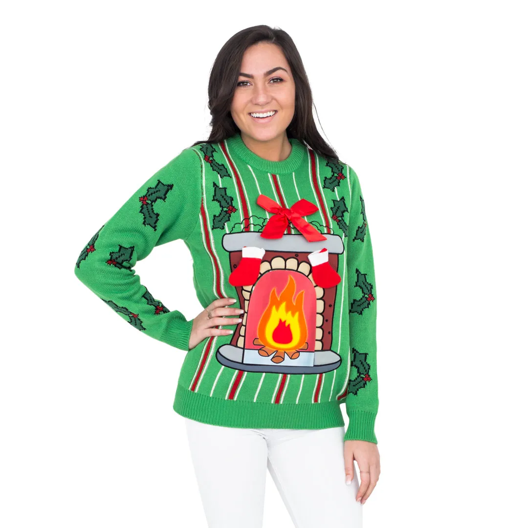 Women's LED Fireplace Ugly Christmas Sweater