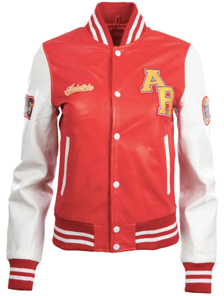 YWVV Women's Varsity Jacket - Red/White